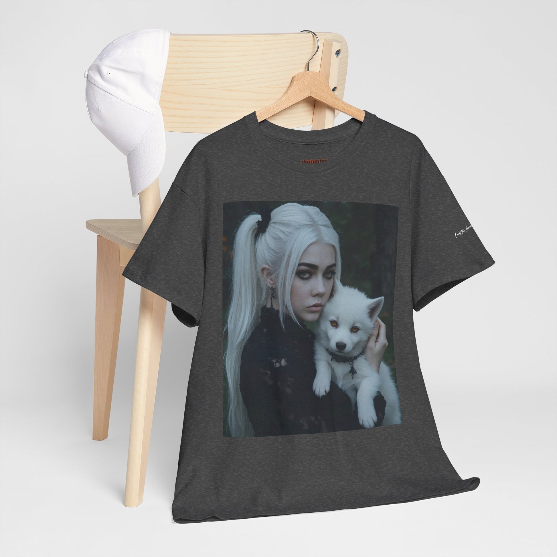 Limited Edition Autographed Vampyro Crimson Ethereal I am The Shadow the Light Fears Art Tee, Unisex Heavy Cotton Tee with Portrait Design, Ideal for Art Lovers, Casual Wear, Gifts for Occasions, Fashion Statement