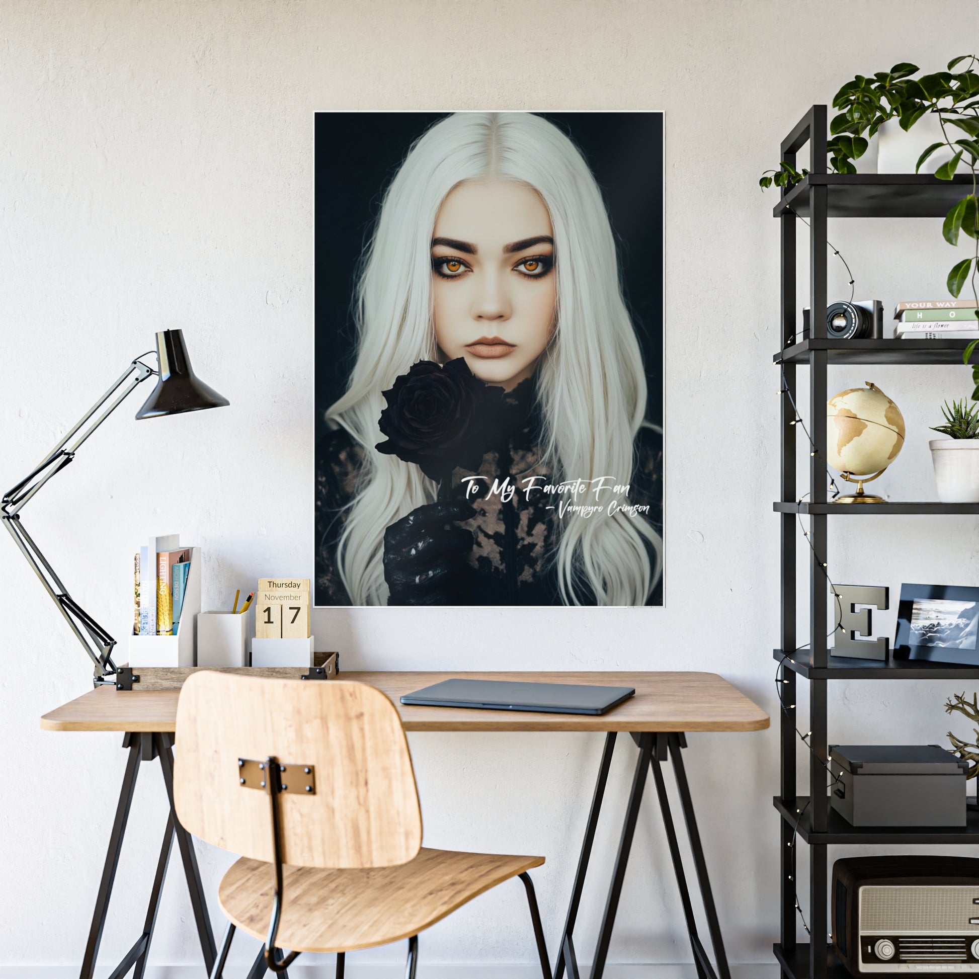 Vampyro Crimson Digitally Signed Autograph Gothic Wall Art Poster, Edgy Home Decor, Unique Gift for Her, Dark Aesthetic Art Print, Modern Gothic Decor