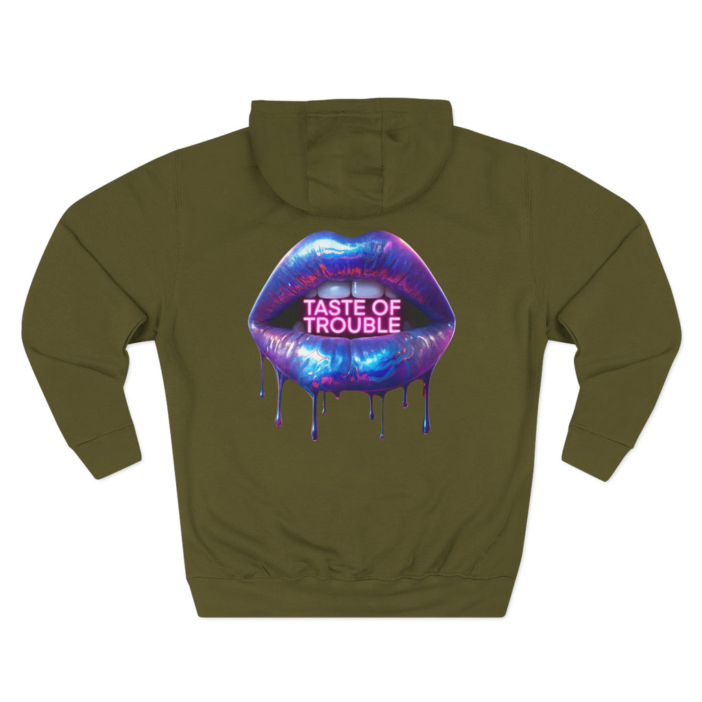 Taste of Trouble Hoodie - Trendy Three-Panel Fleece Pullover, Stylish Gift for Fashion Lovers, Cozy Casual Wear