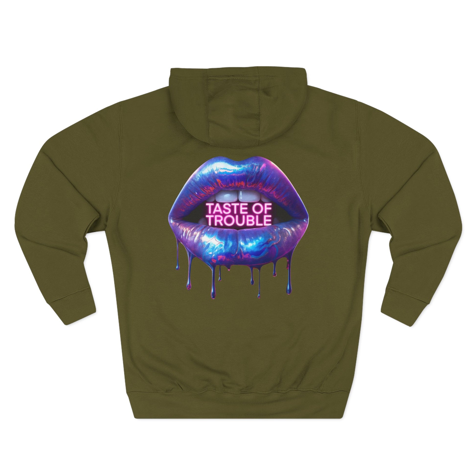 Taste of Trouble Hoodie - Trendy Three-Panel Fleece Pullover, Stylish Gift for Fashion Lovers, Cozy Casual Wear