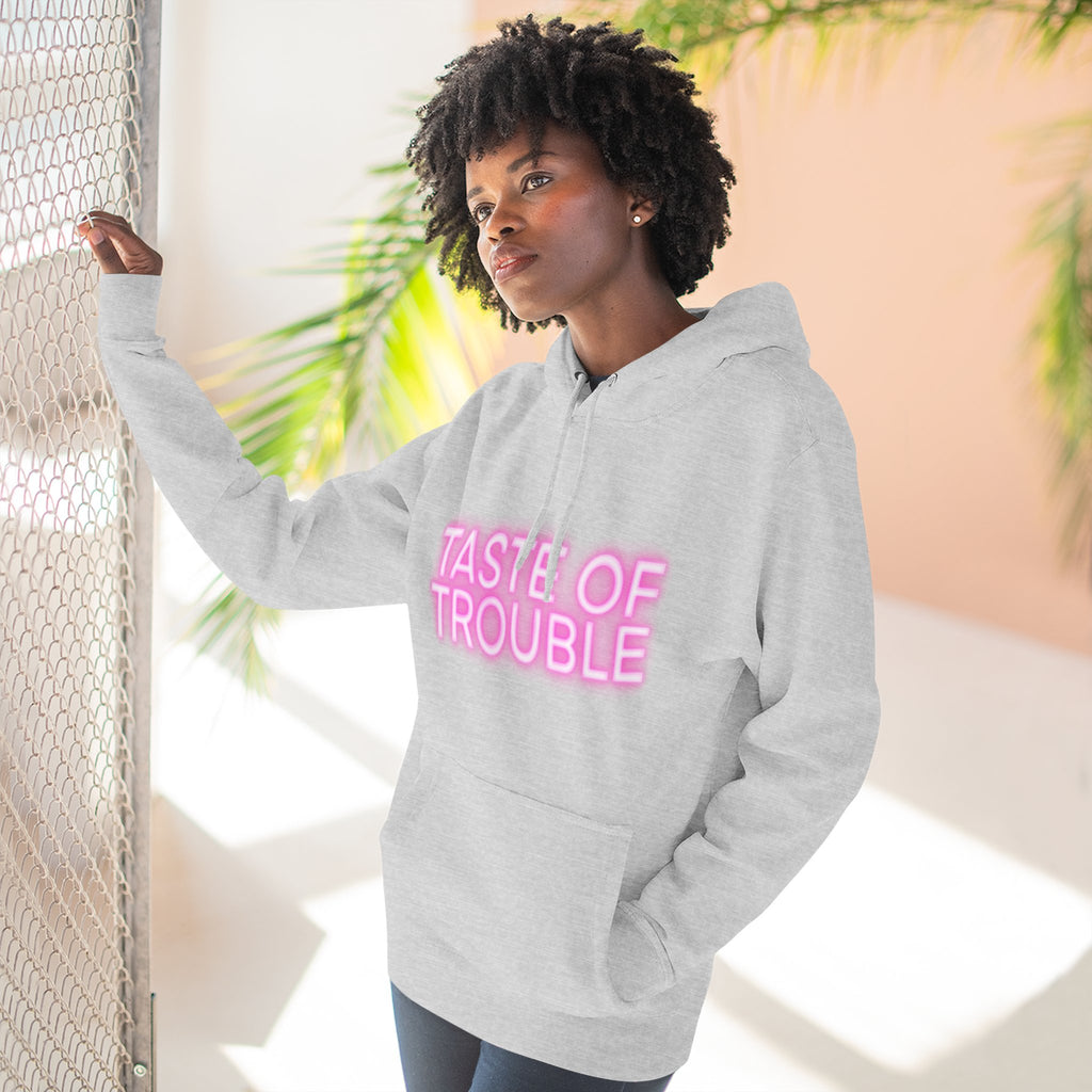 Taste of Trouble Hoodie - Trendy Three-Panel Fleece Pullover, Stylish Gift for Fashion Lovers, Cozy Casual Wear