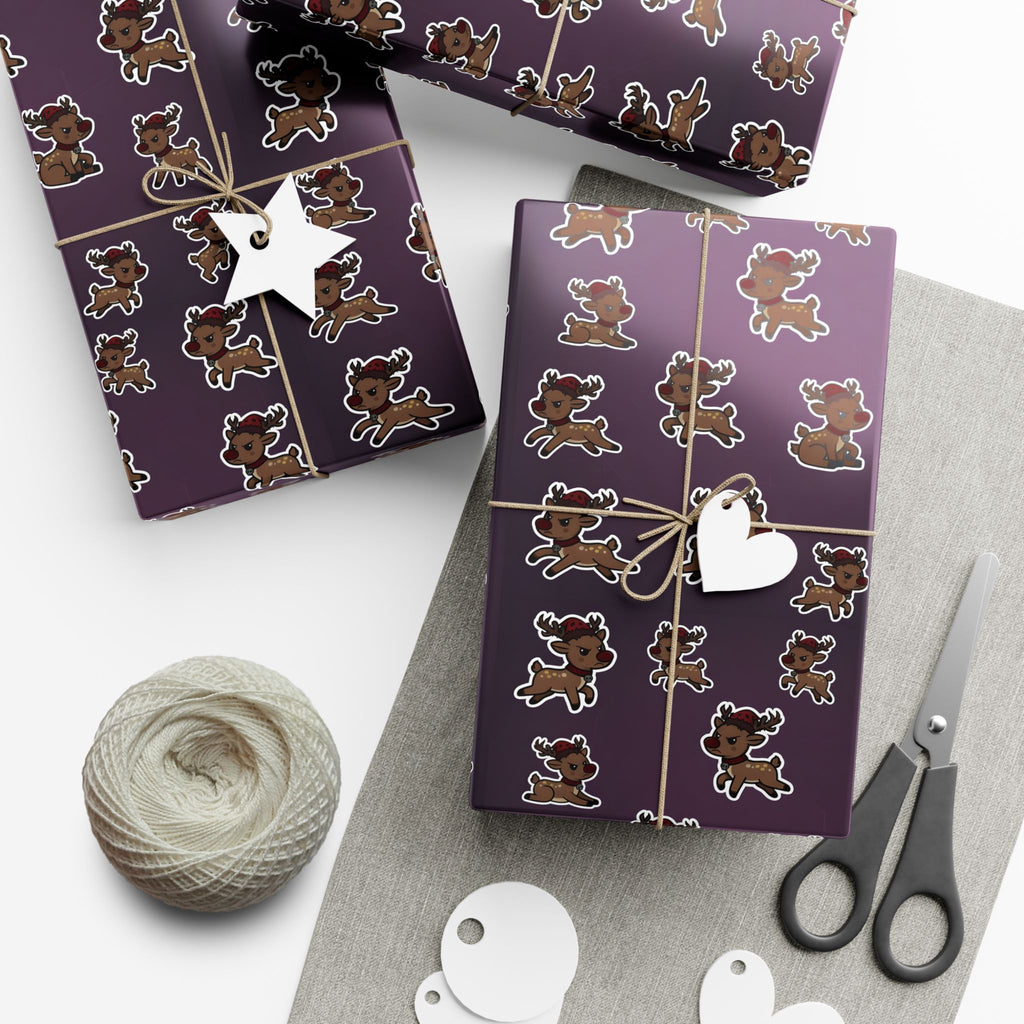 Vampyro Crimson Dark Whimsical Emo Reindeer Christmas Wrapping Paper