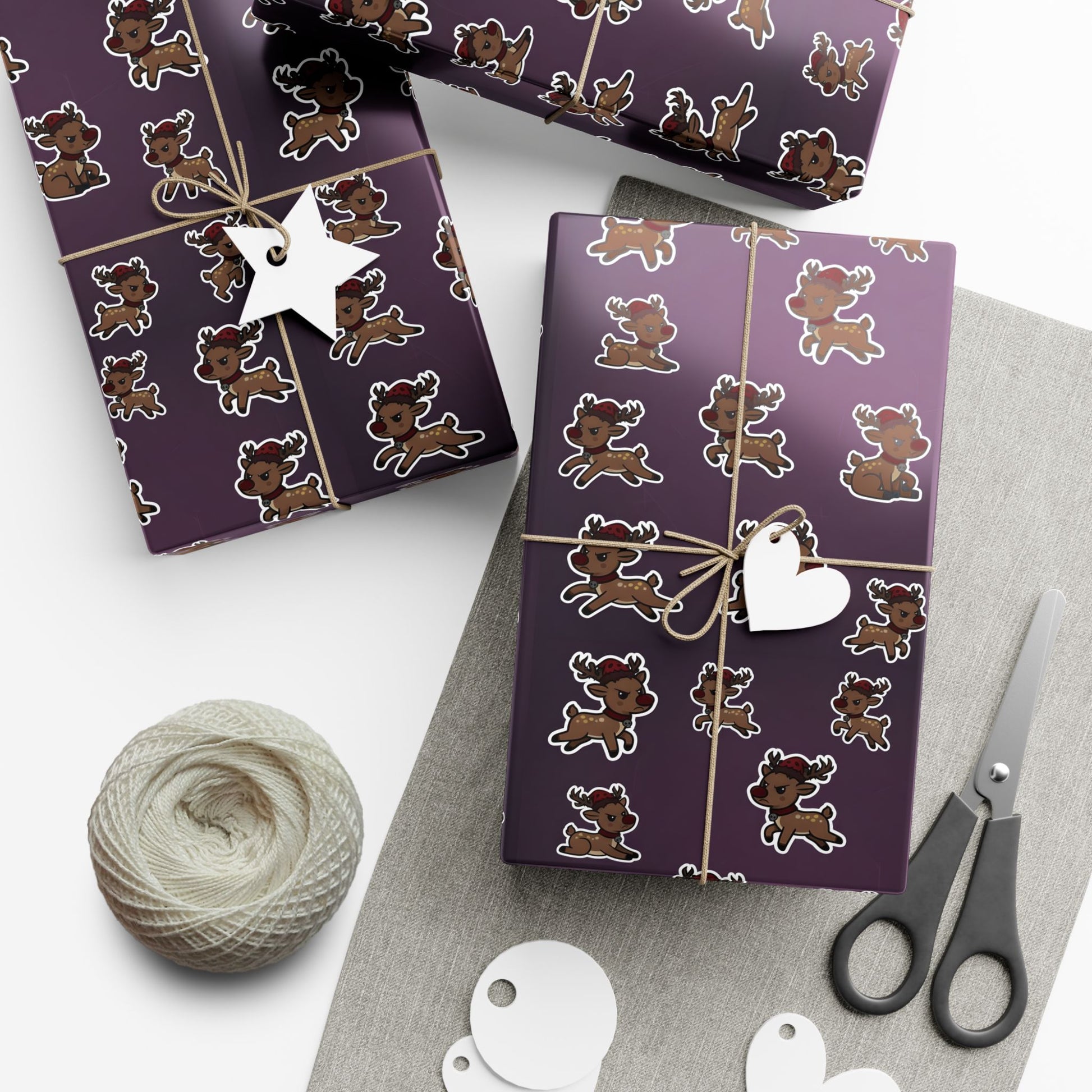 Vampyro Crimson Dark Whimsical Emo Reindeer Christmas Wrapping Paper