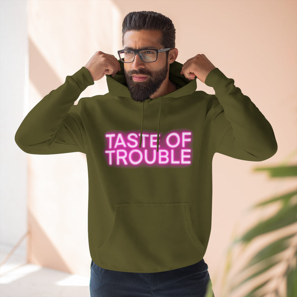 Taste of Trouble Hoodie - Trendy Three-Panel Fleece Pullover, Stylish Gift for Fashion Lovers, Cozy Casual Wear