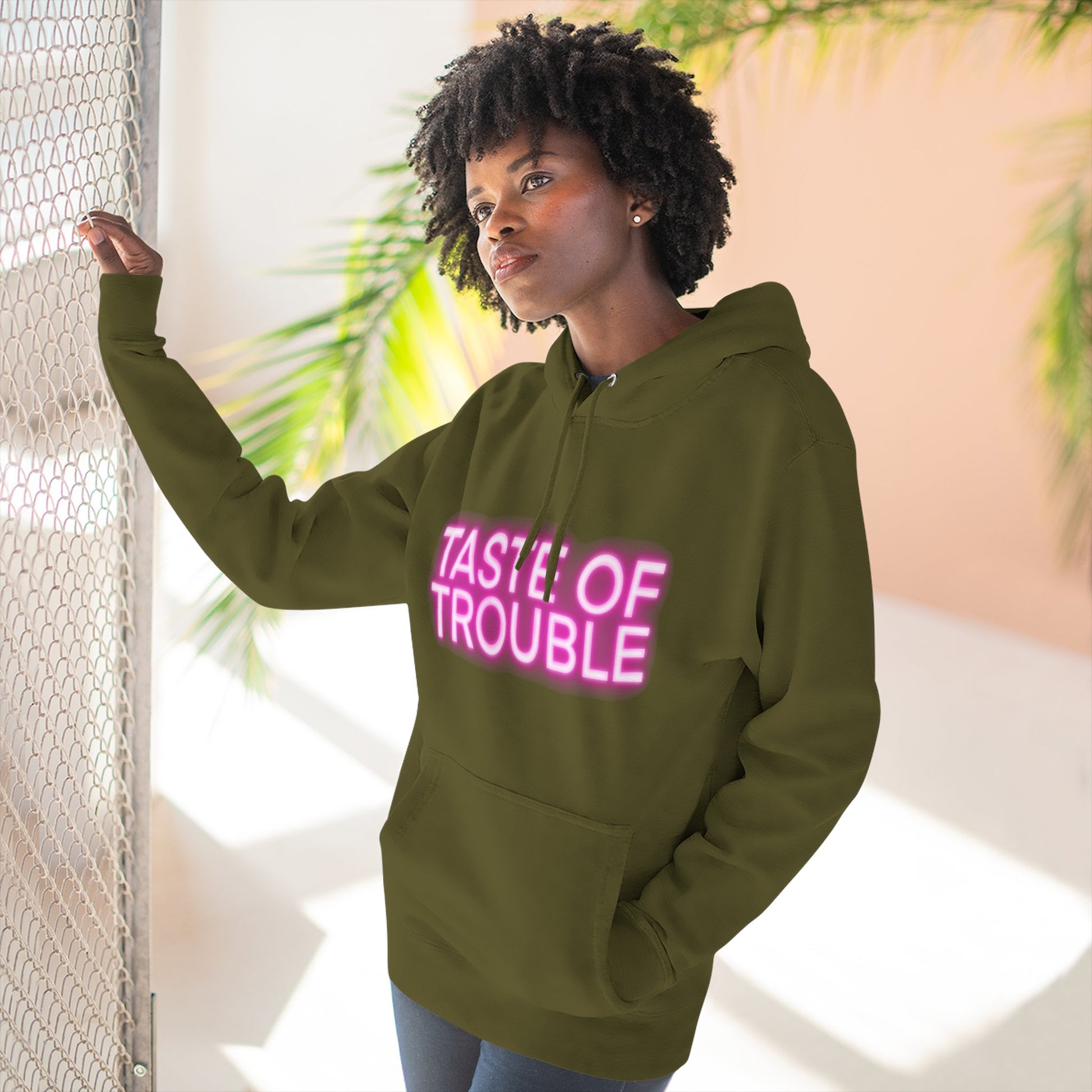 Taste of Trouble Hoodie - Trendy Three-Panel Fleece Pullover, Stylish Gift for Fashion Lovers, Cozy Casual Wear