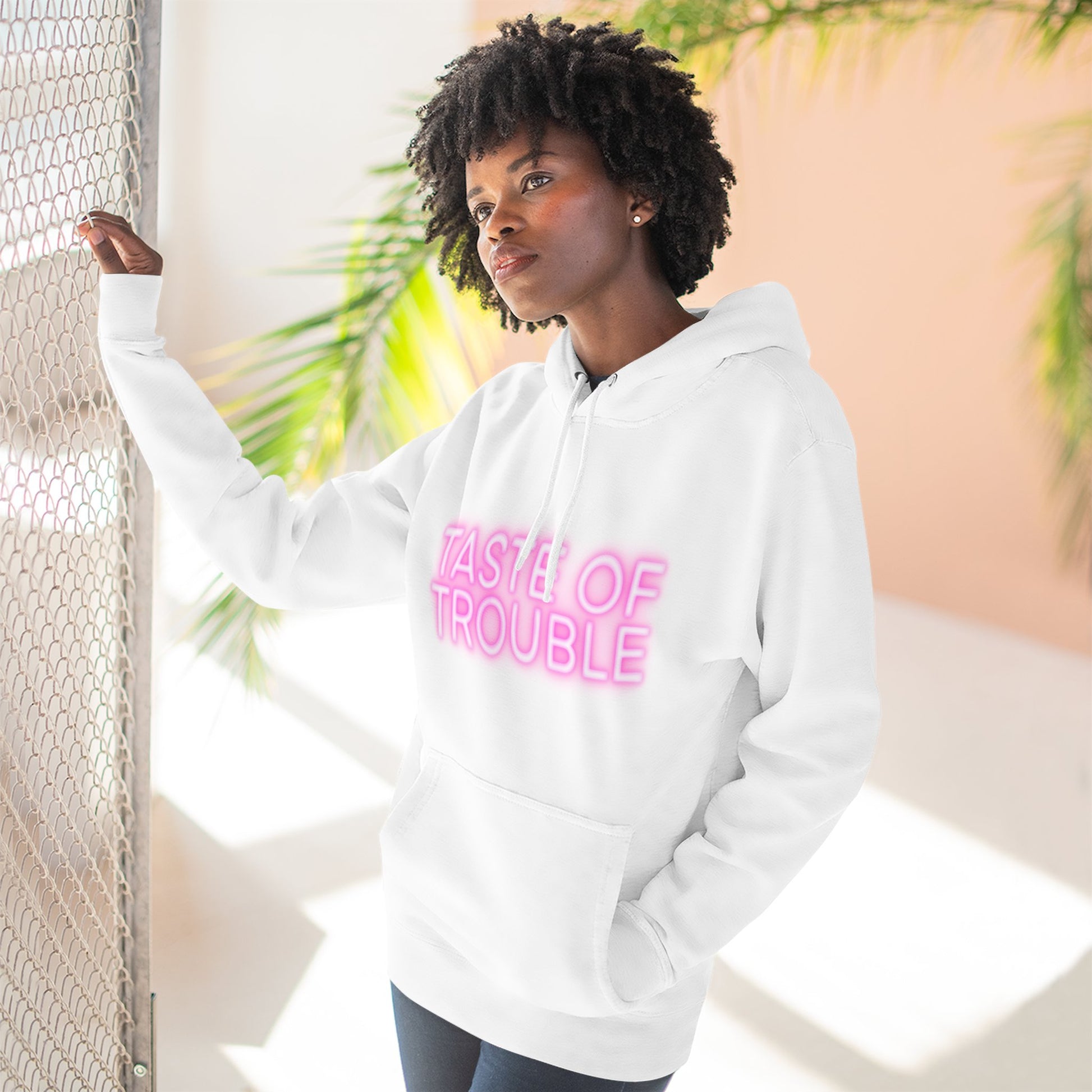 Taste of Trouble Hoodie - Trendy Three-Panel Fleece Pullover, Stylish Gift for Fashion Lovers, Cozy Casual Wear