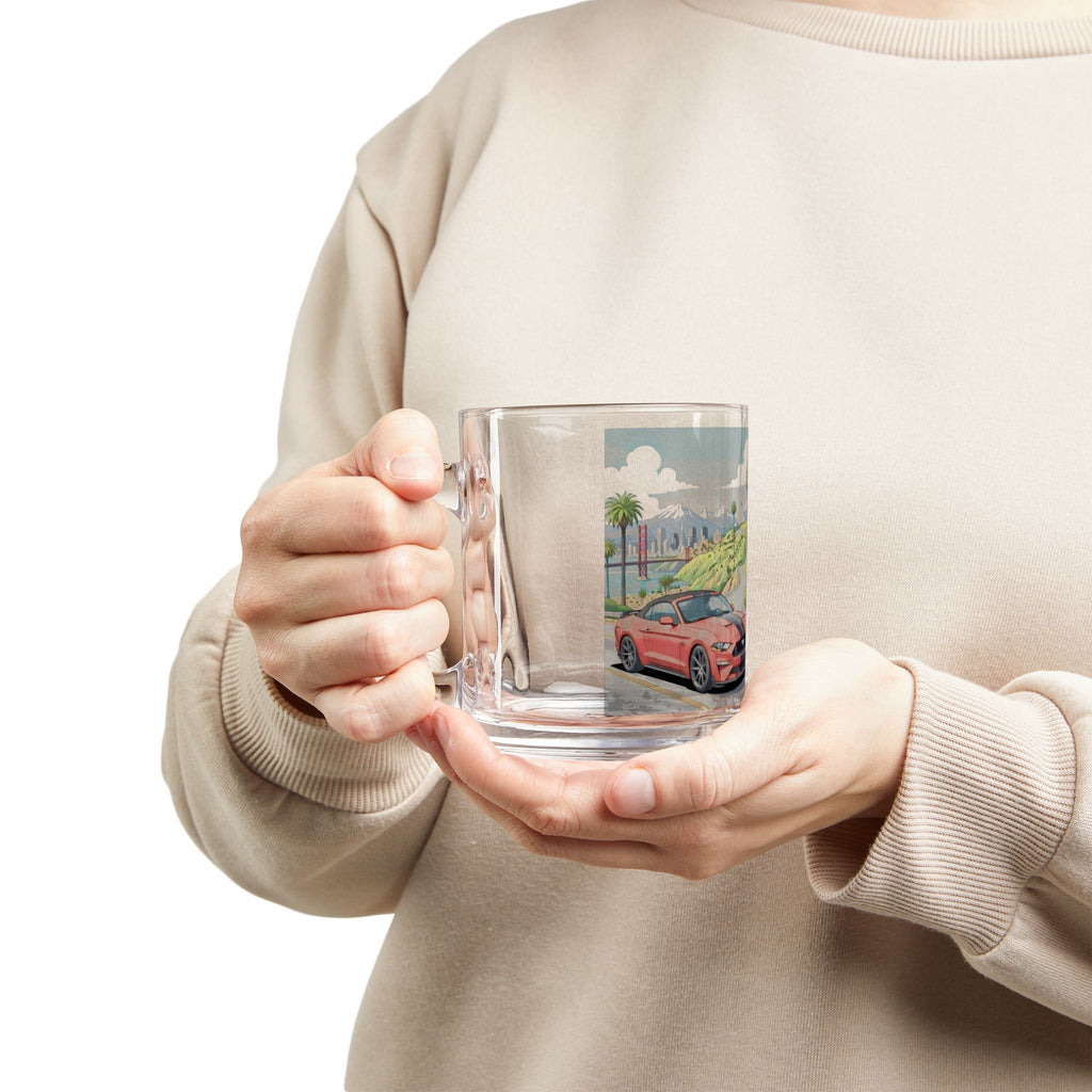 Mr. Trouble Glass Mug — Scenic Drive Illustration, 10oz