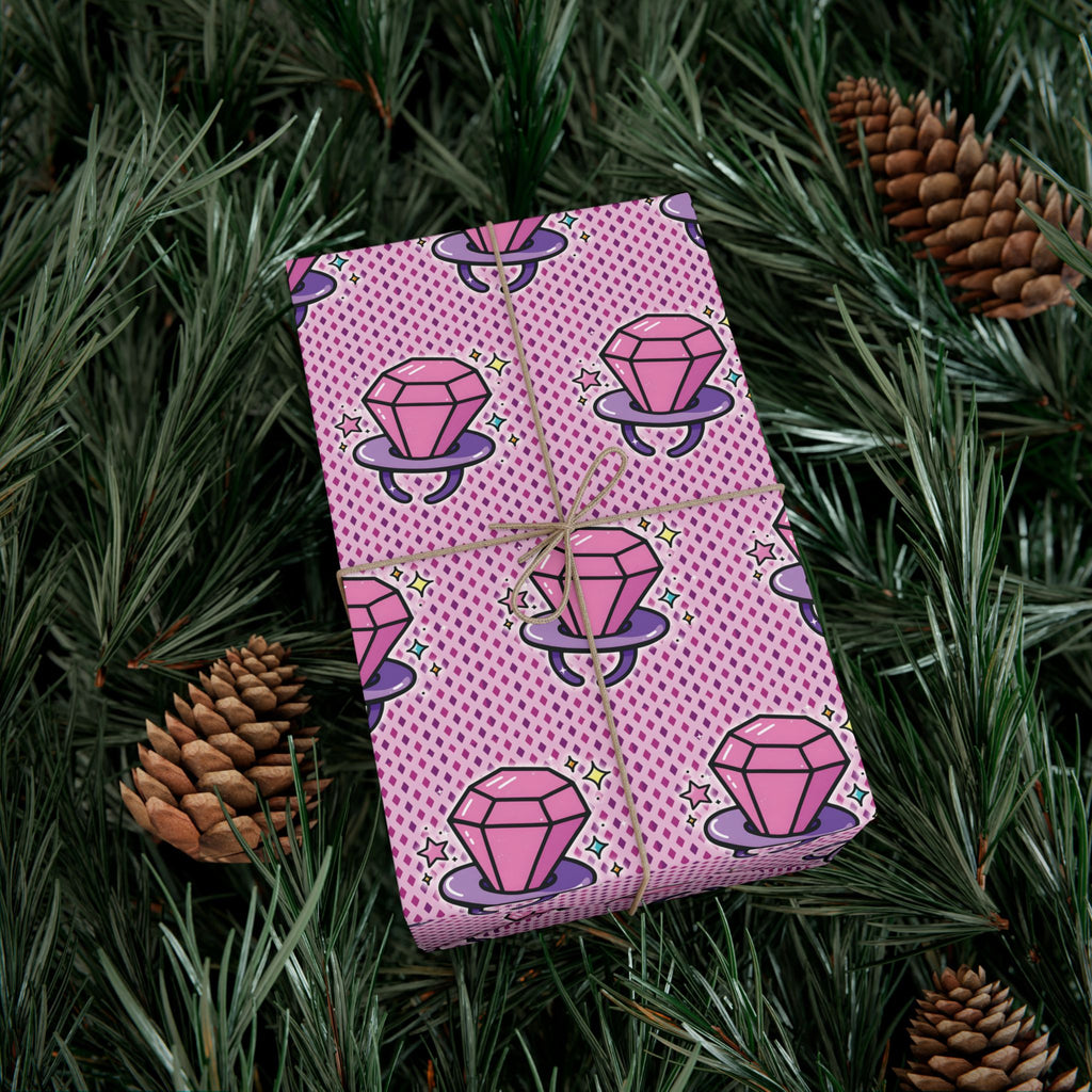 Vampyro Crimson Gift Wrap Paper — Pink Gem Patterned Wrapping Sheet