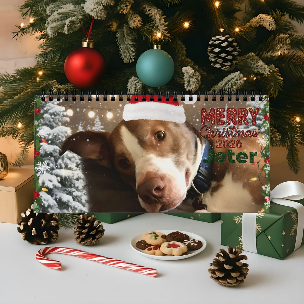 Personalized 2026 Desktop Calendar for Jeter — Photo Grid Desk Calendar (Custom Pet & Family)