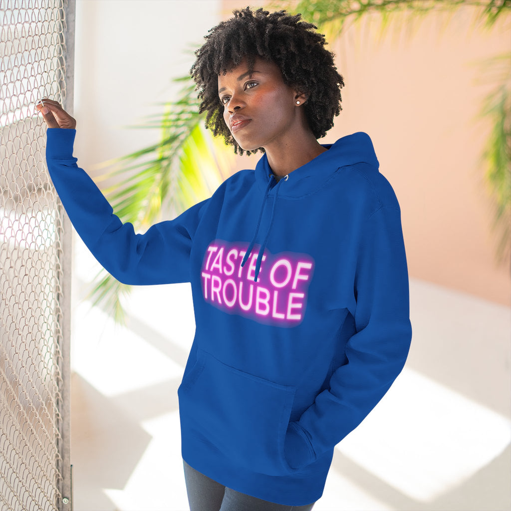 Taste of Trouble Hoodie - Trendy Three-Panel Fleece Pullover, Stylish Gift for Fashion Lovers, Cozy Casual Wear