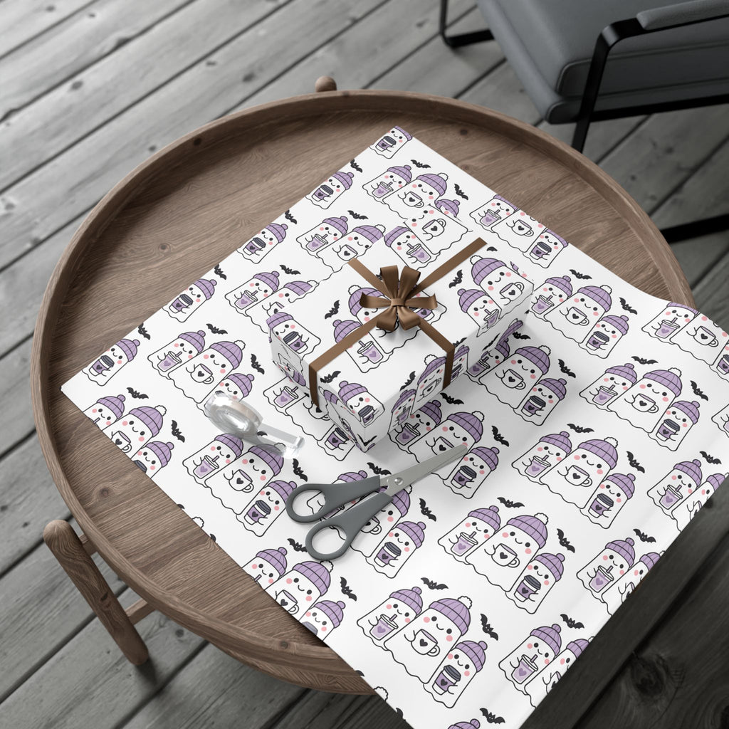 Vampyro Crimson Ghost Hot Cocoa Gift Wrap — Cute Holiday Wrapping Paper