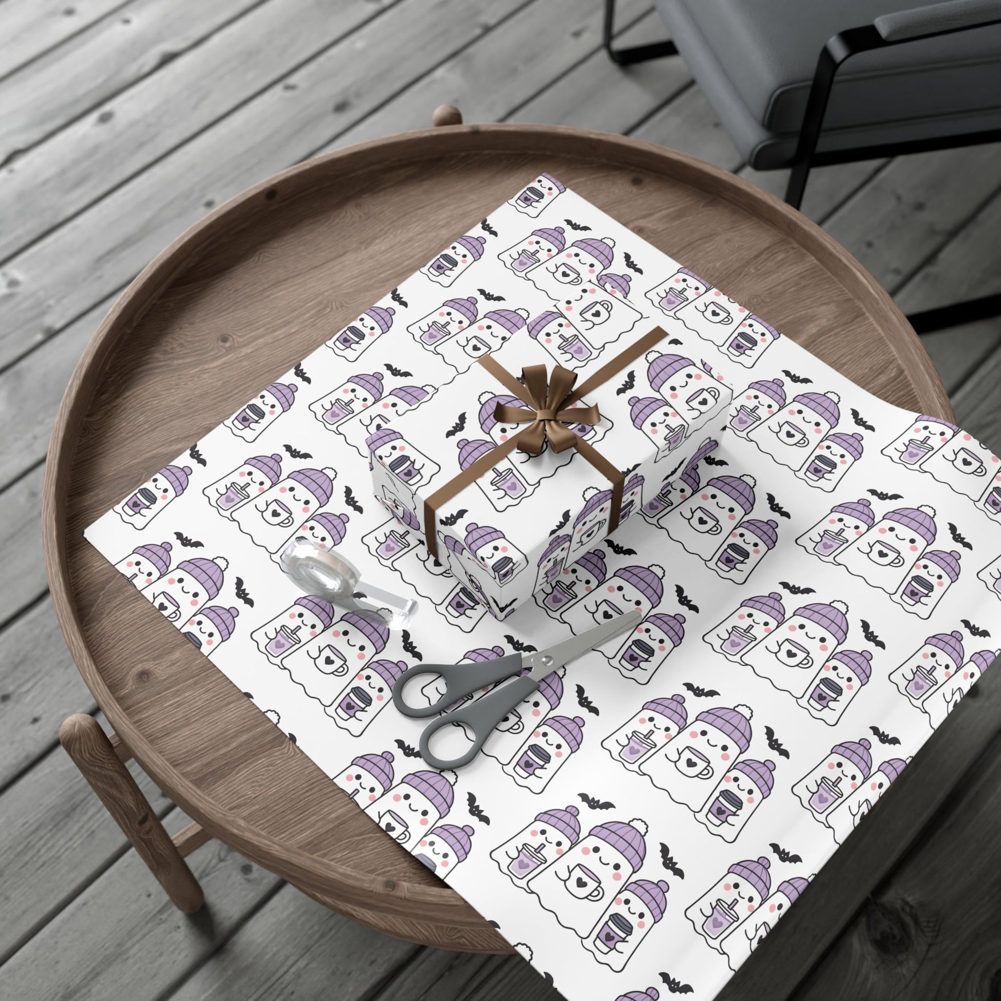 Vampyro Crimson Ghost Hot Cocoa Gift Wrap — Cute Holiday Wrapping Paper