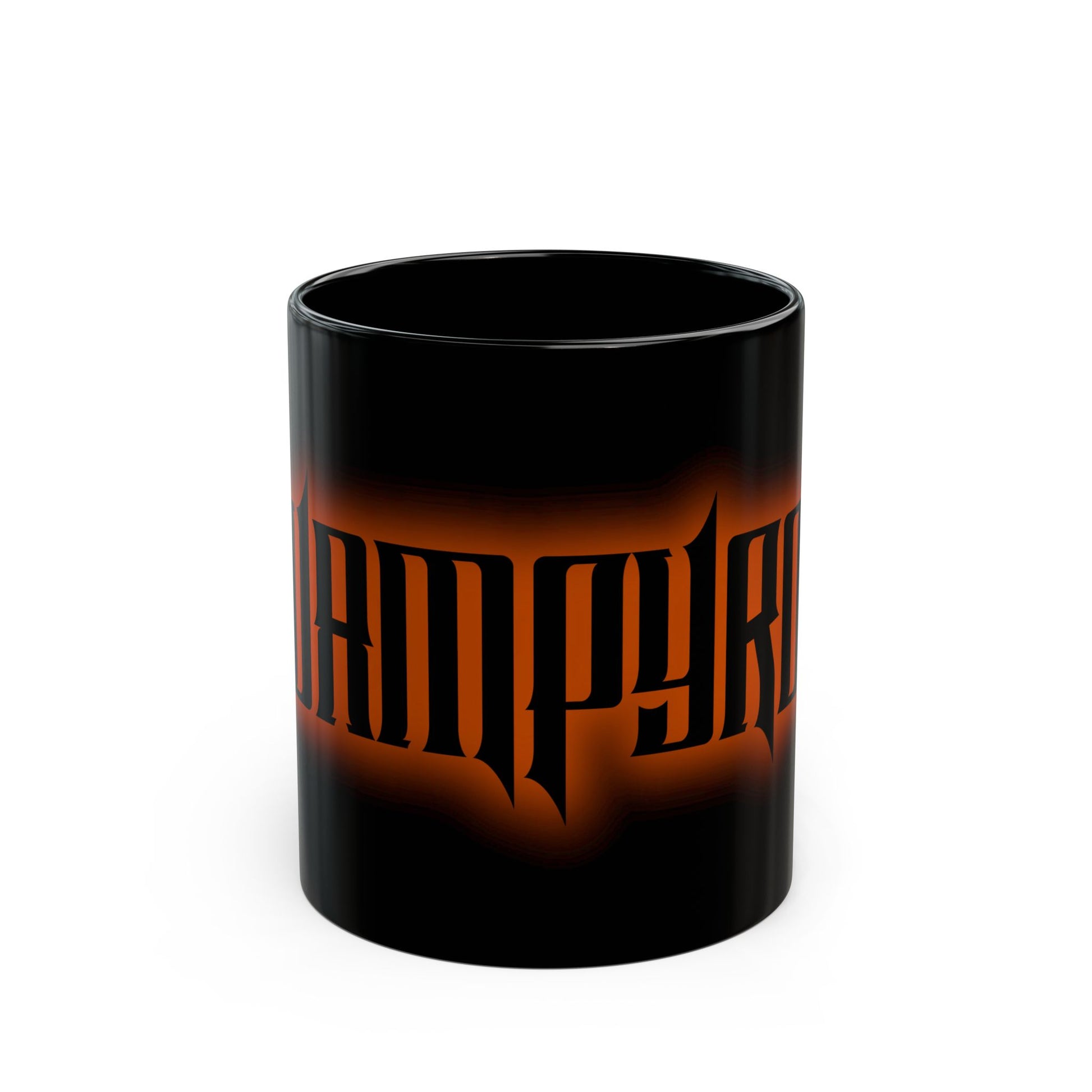 Vampyro Black Coffee Mug — Gothic Orange Logo (11oz & 15oz)