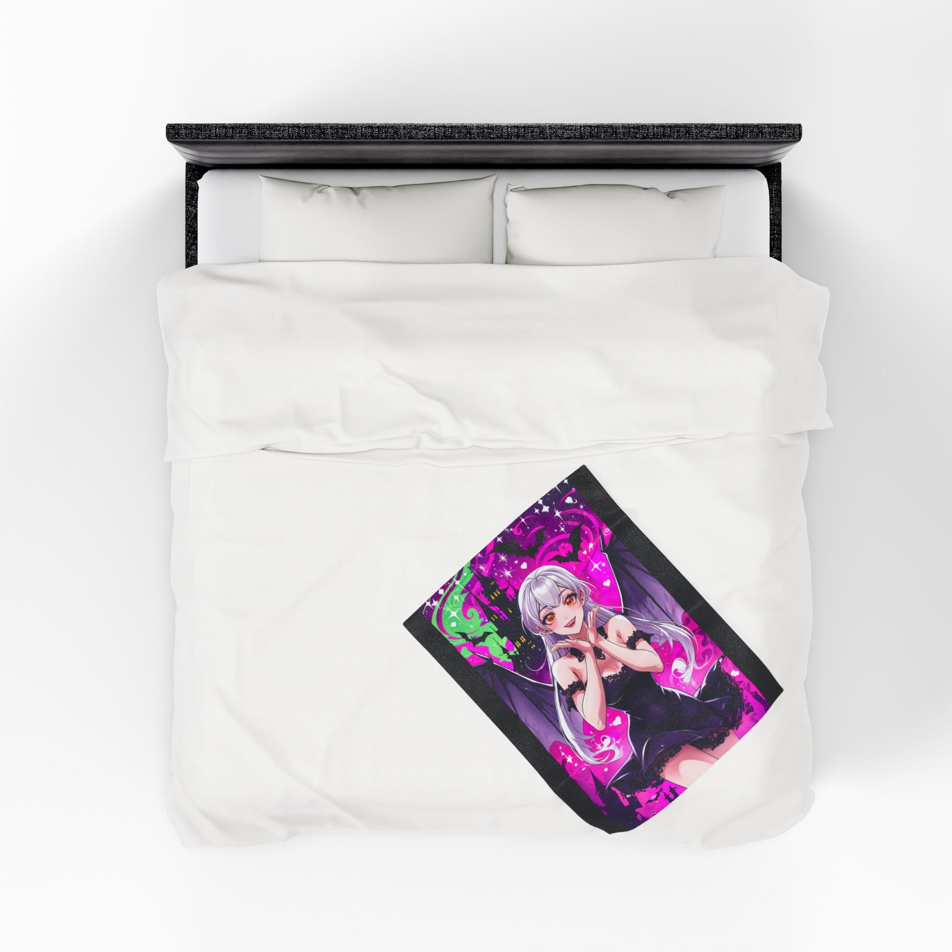 Vampire Crimson Gothic Anime Velveteen Plush Blanket | Cozy Throw for Halloween, Gift for Anime Fans, Bedroom Decor, Soft Blanket for Kids