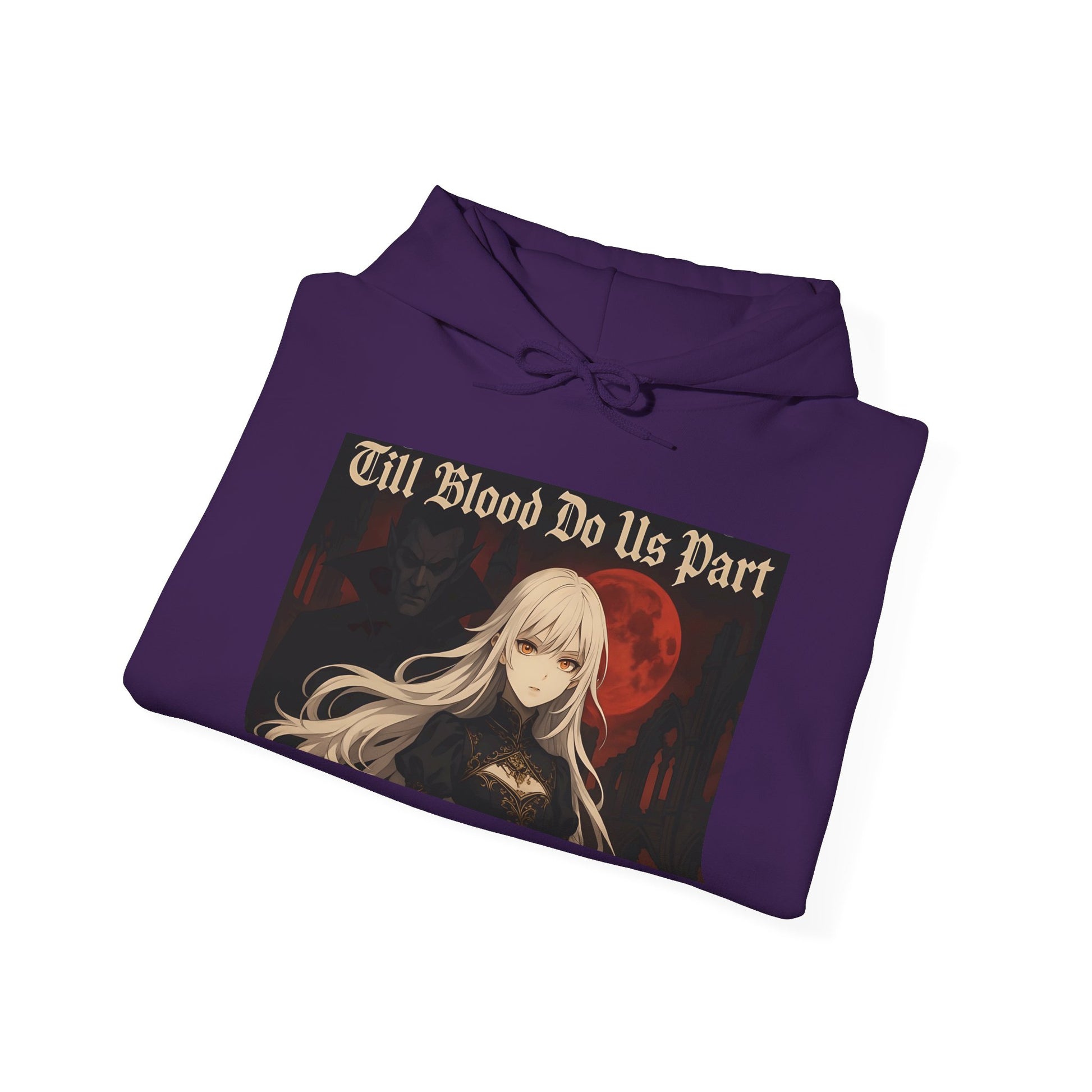 Vampyro Crimson Till Blood Do Us Part Gothic Romance Hooded Sweatshirt, Cozy Pullover, Perfect for Fall, Halloween, Alternative Fashion, Unique Gift for Fans, Graphic Sweatshirt