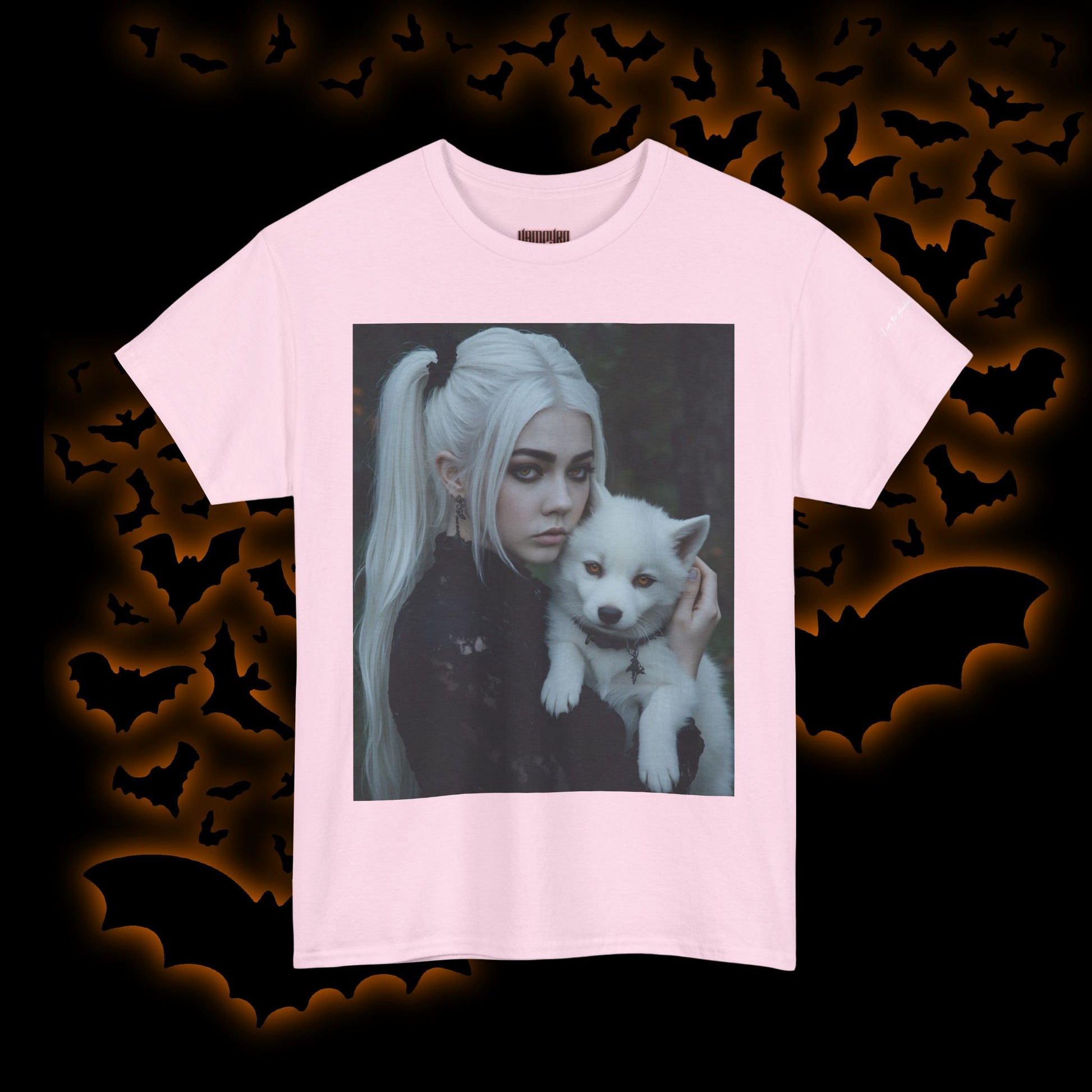 Limited Edition Autographed Vampyro Crimson Ethereal I am The Shadow the Light Fears Art Tee, Unisex Heavy Cotton Tee with Portrait Design, Ideal for Art Lovers, Casual Wear, Gifts for Occasions, Fashion Statement