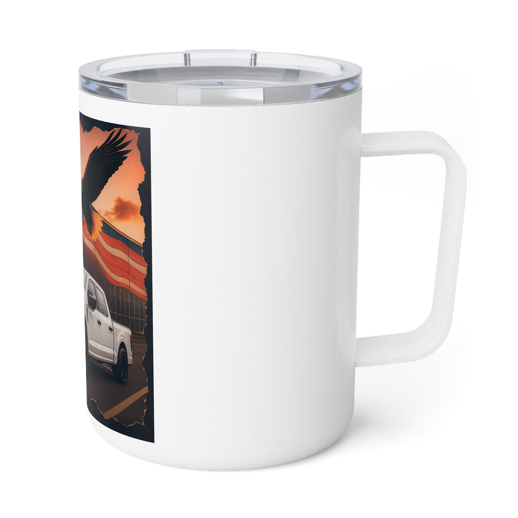 Jay’s Patriotic Truck 10oz Insulated Coffee Mug — Eagle & American Flag Design