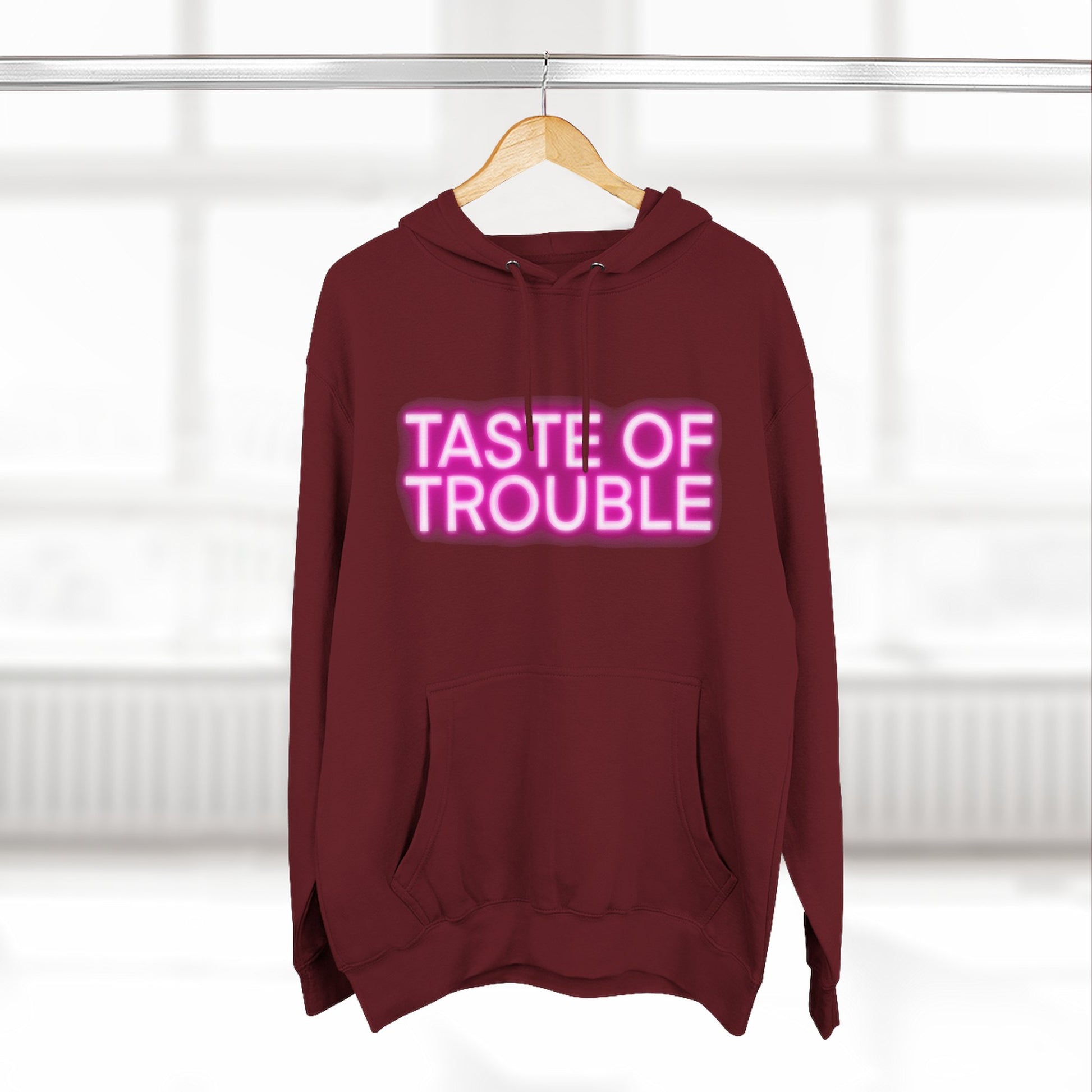 Taste of Trouble Hoodie - Trendy Three-Panel Fleece Pullover, Stylish Gift for Fashion Lovers, Cozy Casual Wear