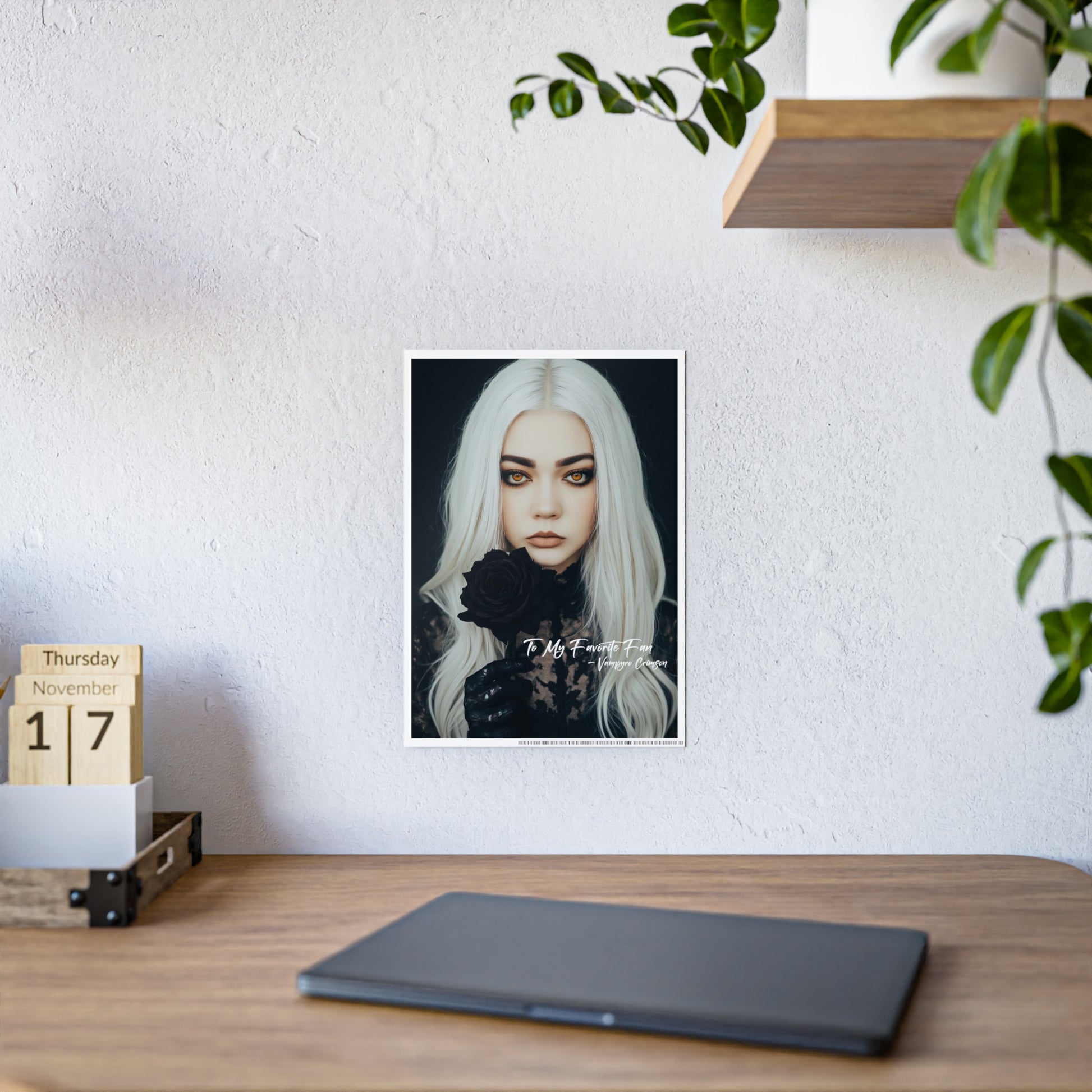 Vampyro Crimson Digitally Signed Autograph Gothic Wall Art Poster, Edgy Home Decor, Unique Gift for Her, Dark Aesthetic Art Print, Modern Gothic Decor