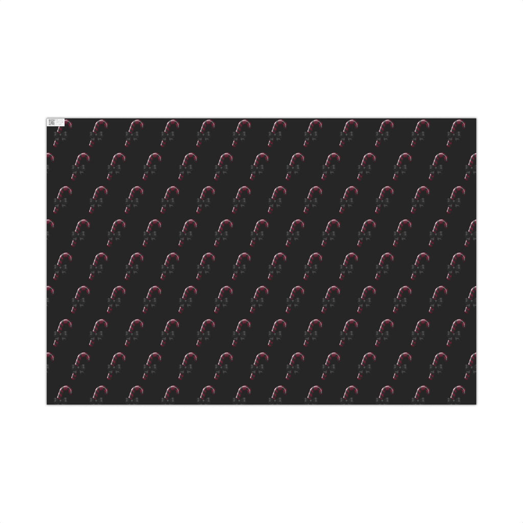 Vampyro Crimson Dark Christmas Candy Cane Pattern Gift Wrap — Dark Holiday Wrapping Paper (Festive Christmas Design)