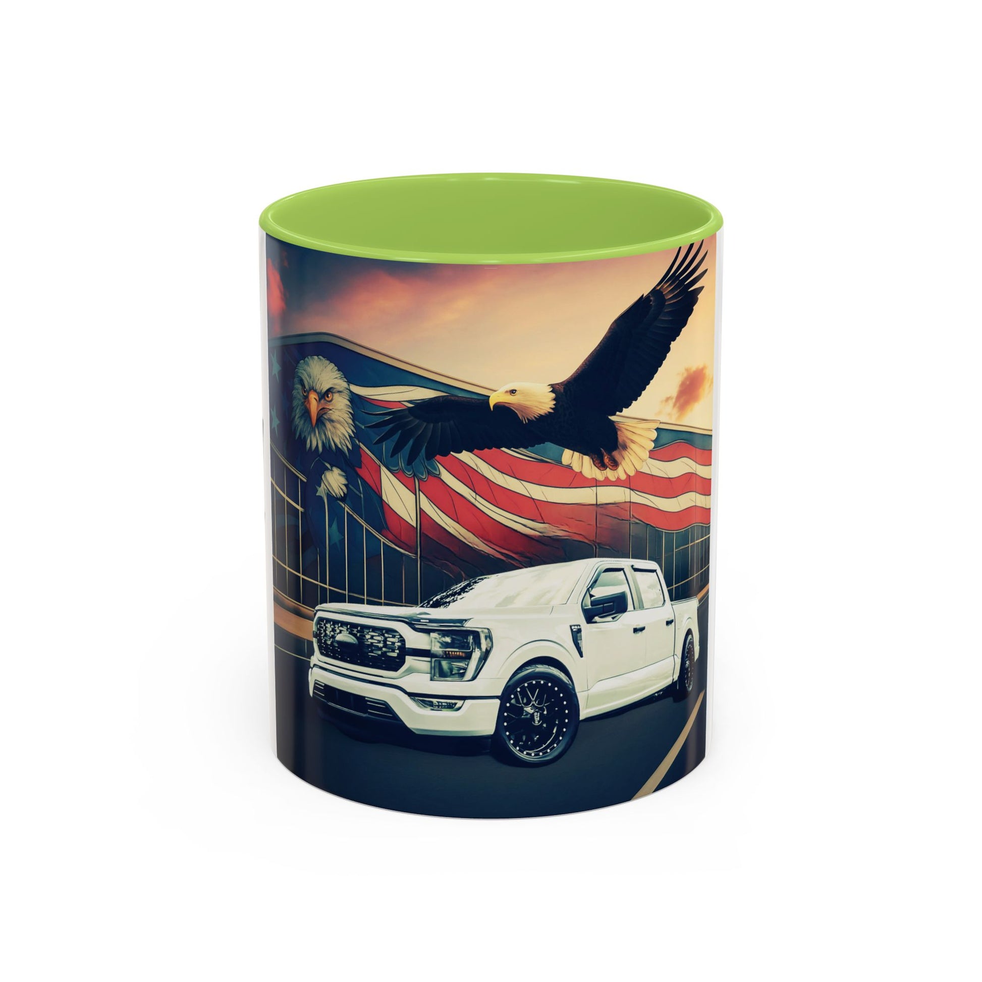 Patriotic Eagle & Jay’s Truck Accent Coffee Mug — American Flag Pride (11/15oz)