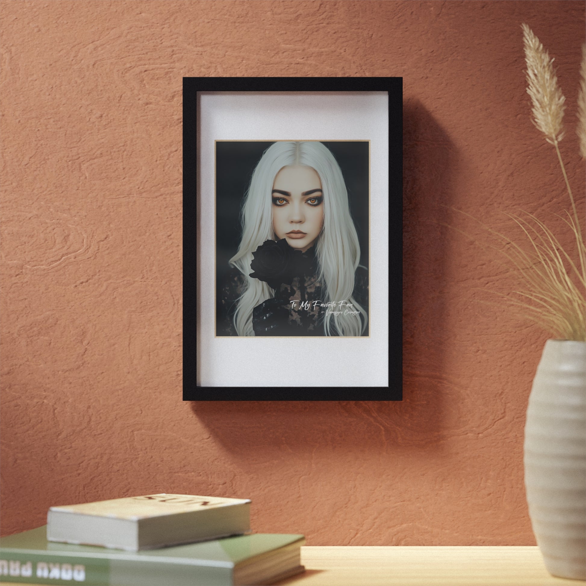 Elegant Digitally Autographed Vampyro Crimson Black Framed Poster, Minimalist Wall Art, Gothic Decor, Aesthetic Prints, Perfect Gift for Home Decor, Seasonal Decorations