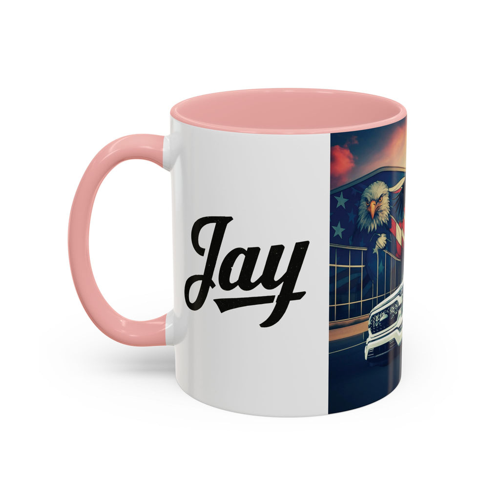Patriotic Eagle & Jay’s Truck Accent Coffee Mug — American Flag Pride (11/15oz)