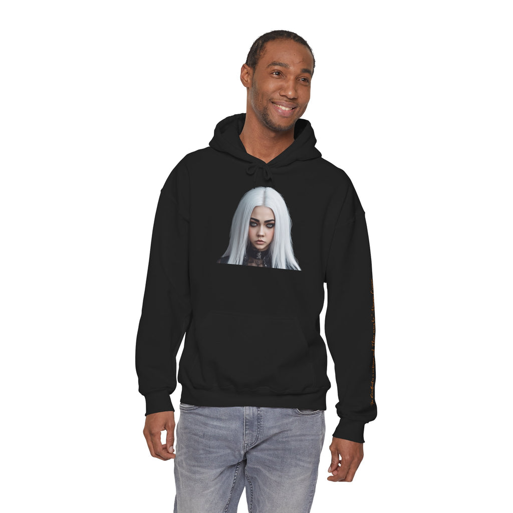 Vampyro Crimson Digitally Autographed Portrait Graphic Hoodie —  "Your heartbeat is a confession and I hear every lie." Vampyro Crimson