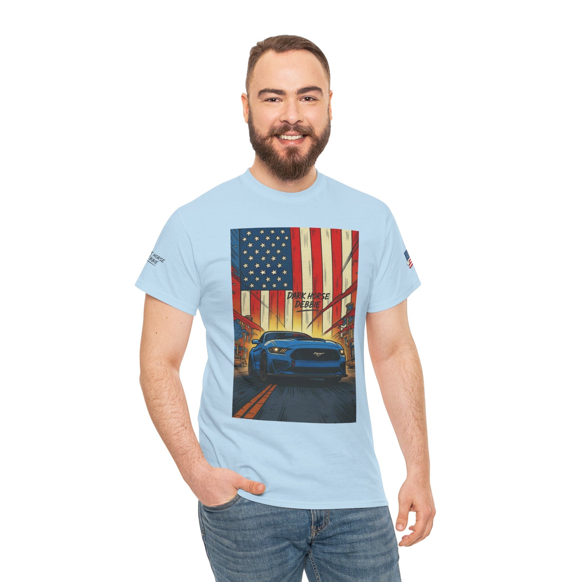 Dark Horse Debbie Patriotic Car Enthusiast Tee - Perfect for Independence Day, Gift for Dad, Car Show, Track Day, Summer Style