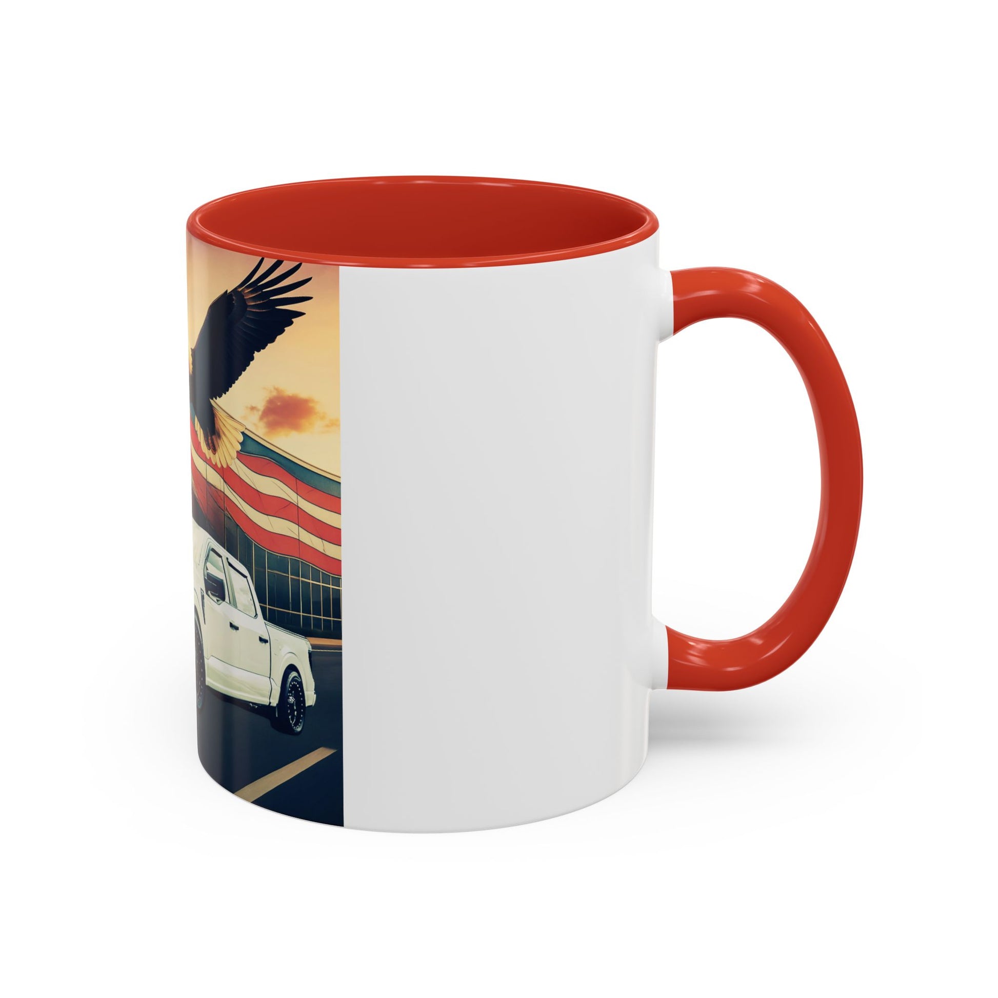Patriotic Eagle & Jay’s Truck Accent Coffee Mug — American Flag Pride (11/15oz)