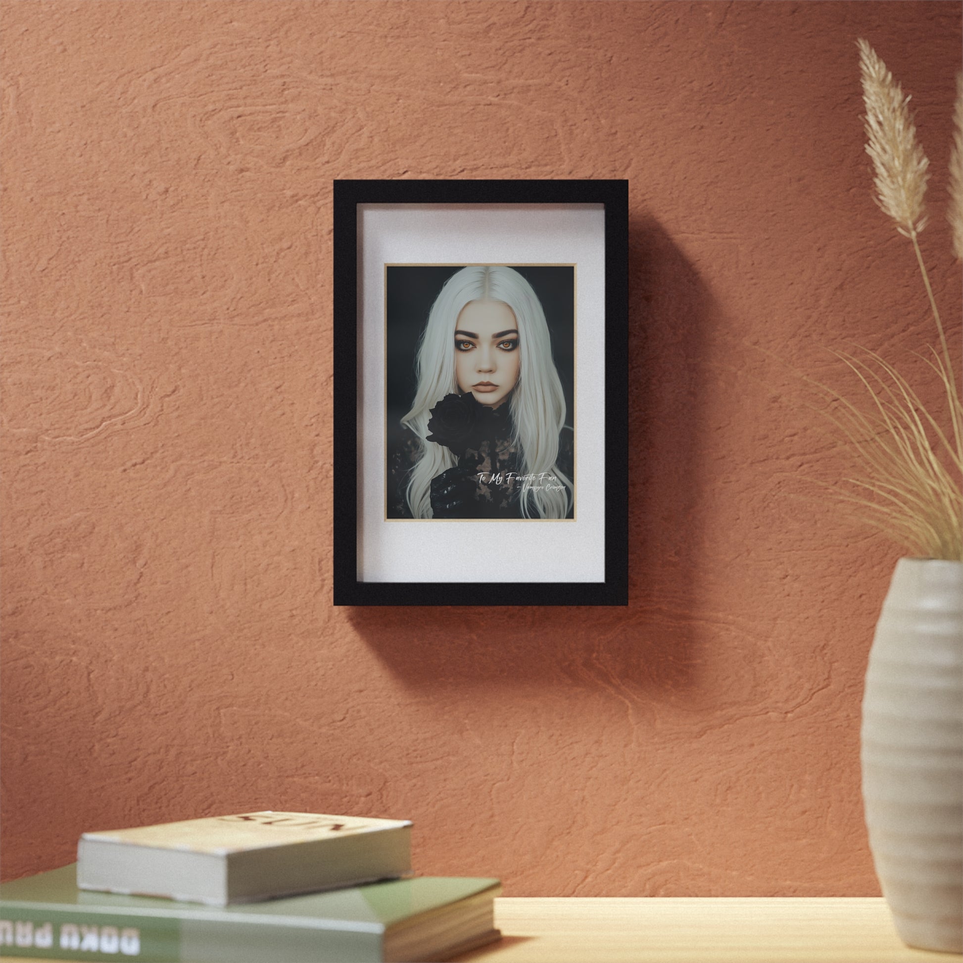 Elegant Digitally Autographed Vampyro Crimson Black Framed Poster, Minimalist Wall Art, Gothic Decor, Aesthetic Prints, Perfect Gift for Home Decor, Seasonal Decorations