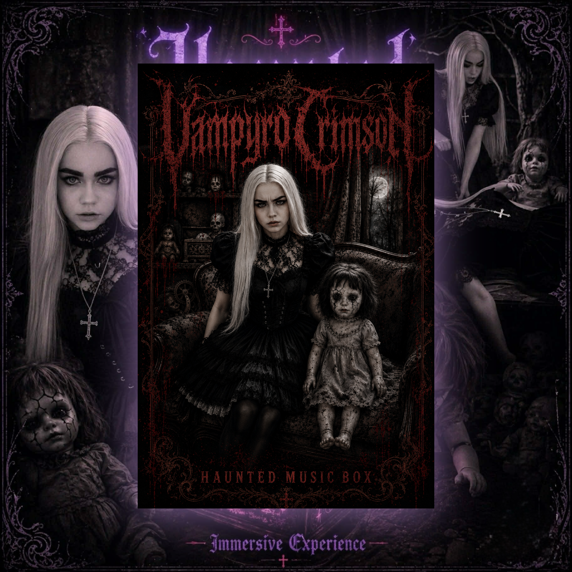 SIGNED CD  + Exclusive Signed Vendetta Vampyro Crimson Haunted Music Box Band Poster