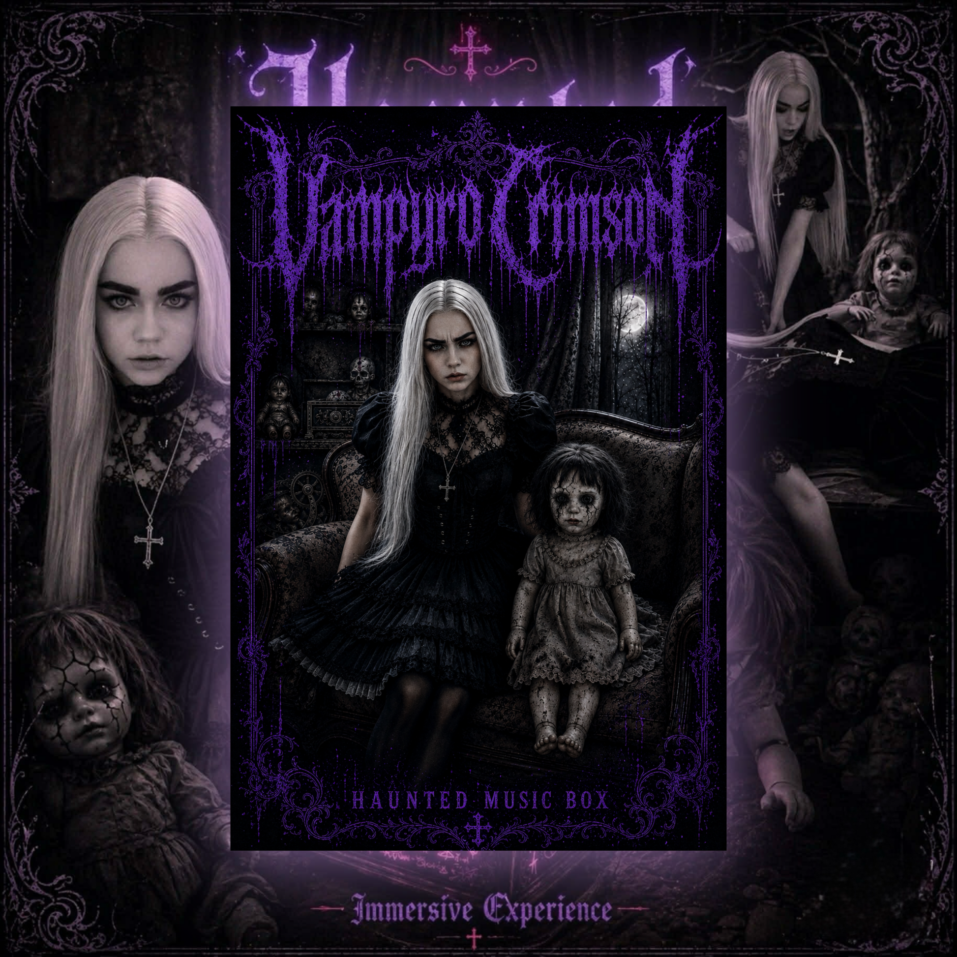 SIGNED CD  + Exclusive Signed Ultraviolet Vampyro Crimson Haunted Music Box Band Poster